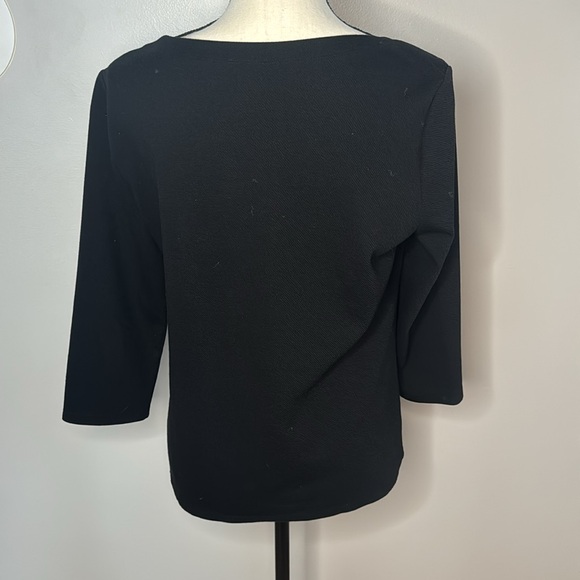 ***Ann Taylor Factory Women’s Black Boat Neck 3/4 Sleeve Top Sz M - Picture 3 of 5